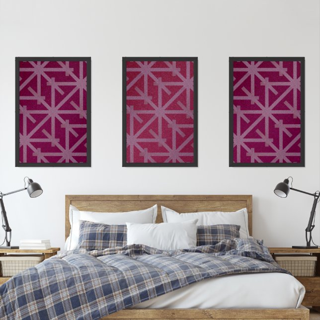 midcentury modern abstract retro glitter geometric wall art sets (Bedroom)