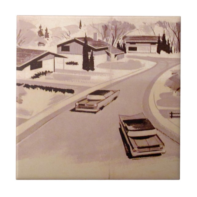 Midcentury Modern Architecture Ceramic Tile (Front)