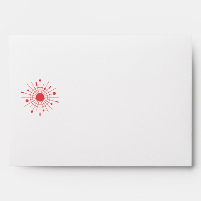 Midcentury Modern Atomic Christmas Snowflake Red Envelope (Front)