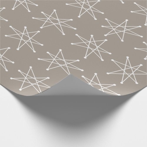 Midcentury Modern Atomic Christmas Star MCM Grey Wrapping Paper