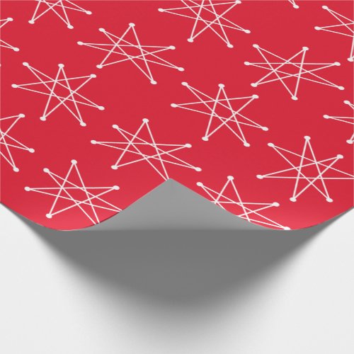 Midcentury Modern Atomic Christmas Star MCM Red Wrapping Paper