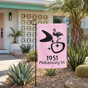 MidCentury Modern Atomic Retro Flamingo Custom Garden Flag