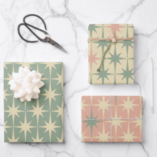 Midcentury Modern Atomic Starburst Vintage Pattern Wrapping Paper Sheets