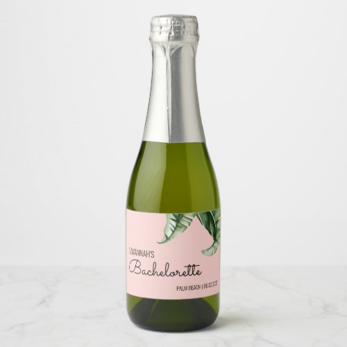 Midcentury Modern Banana Leaf Bachelorette Favor Sparkling Wine Label
