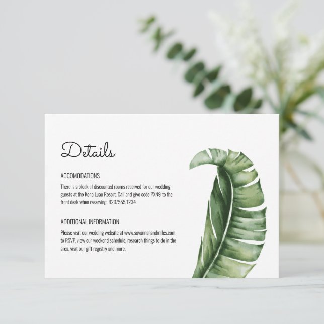 Midcentury Modern Banana Leaf Details Card Insert (Standing Front)