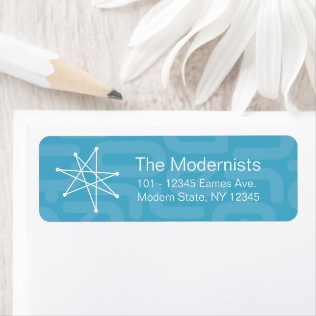 Midcentury Modern Christmas Atomic Starburst Star Label (Insitu)