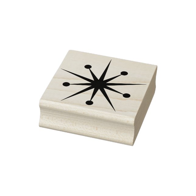 Midcentury Modern Christmas Atomic Starburst Star Rubber Stamp (Stamp)