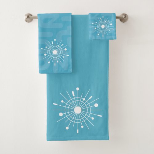 Midcentury Modern Christmas Snowflake Atomic Bath Towel Set