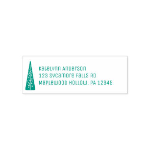 Midcentury Modern Christmas Tree Return Address Self-inking Stamp
