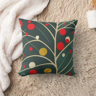 Midcentury Modern Christmas Tree Throw Pillow