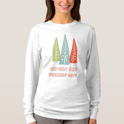 Midcentury Modern Christmas Trees Custom Text T_Shirt