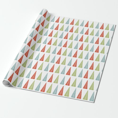 Midcentury Modern Christmas Trees Patterned Wrapping Paper