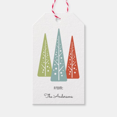 Midcentury Modern Christmas Trees Personalized Gift Tags
