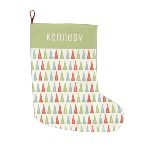 Midcentury Modern Christmas Trees Personalized Large Christmas Stocking