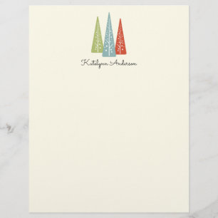 Midcentury Modern Christmas Trees Stationery Flyer