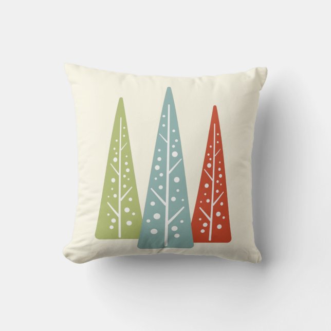 Midcentury Modern Christmas Trees Throw Pillow (Front)