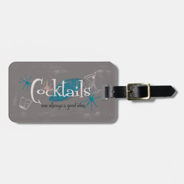 MidCentury Modern Cocktails Luggage Tag (Front Horizontal)
