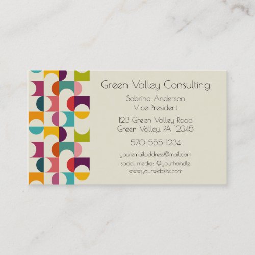 Midcentury Modern Colorful Geometric Print  Business Card