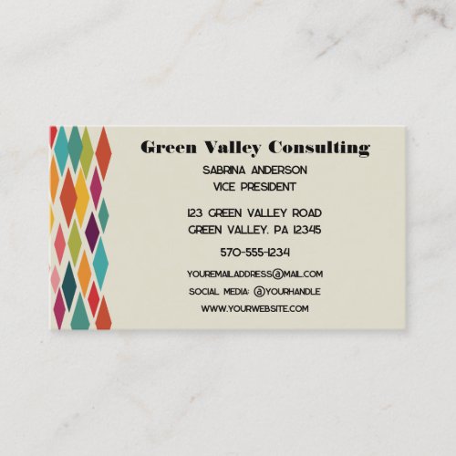 Midcentury Modern Colorful Geometric Print  Business Card