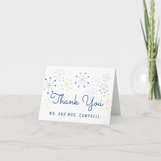 Midcentury Modern Design Wedding Thank You Card (Front)