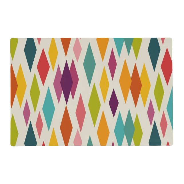 Midcentury Modern Diamonds Geometric Print Placemat (Front)