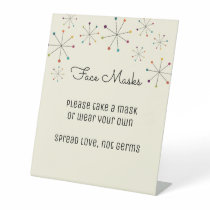 Midcentury Modern Face Masks Station Wedding Pedestal Sign