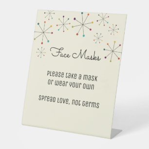 Midcentury Modern Face Masks Station Wedding Pedestal Sign