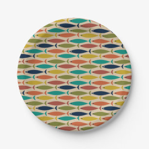 Midcentury Modern Fish Pattern Paper Plates
