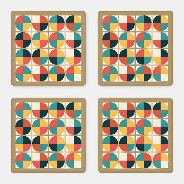 MidCentury Modern Geometric Gold Coaster Set (Set)