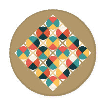 MidCentury Modern Geometric Round Gold Coaster Set