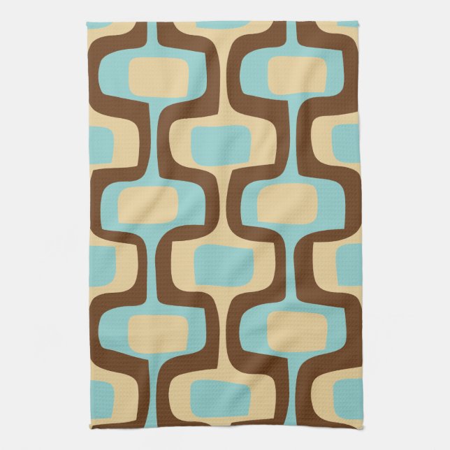 Midcentury modern geometric squiggly shapes kitchen towel (Vertical)