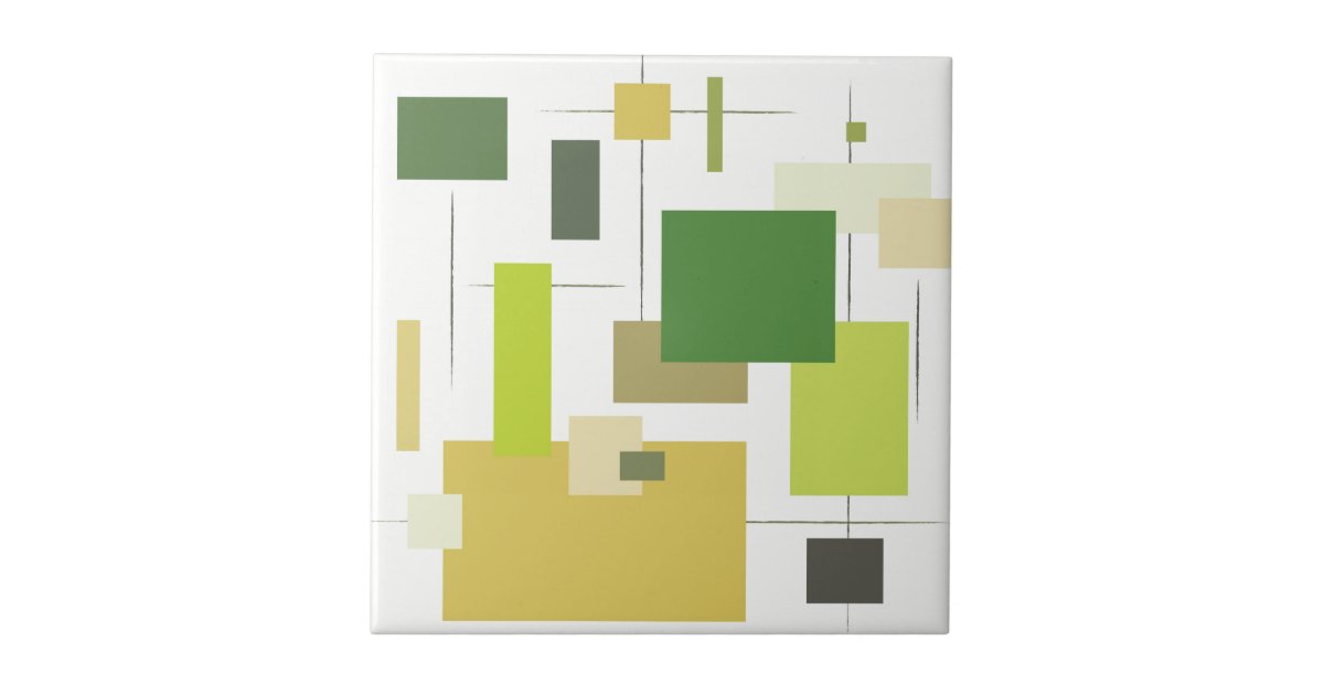 Midcentury Modern Green Squares Ceramic Tile Zazzle