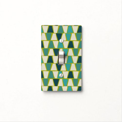 Midcentury Modern Green Turquoise Geometric Print  Light Switch Cover