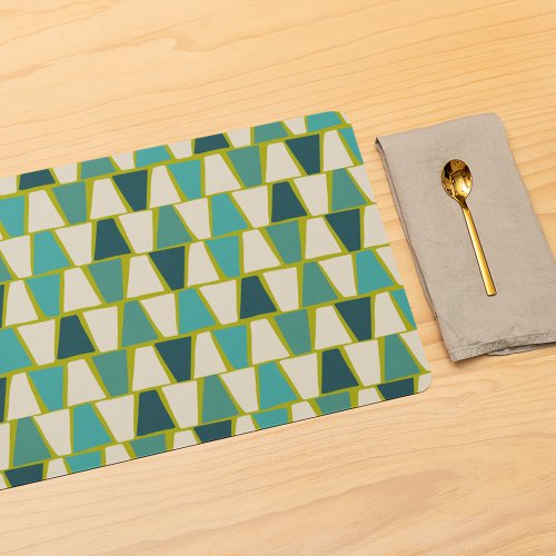 Midcentury Modern Green Turquoise Geometric Print Placemat