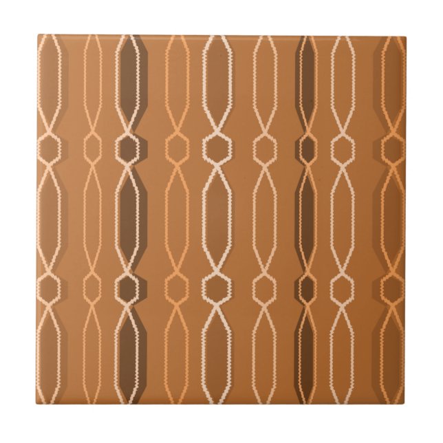 Midcentury Modern Hexagon Columns Orange Ceramic Tile (Front)