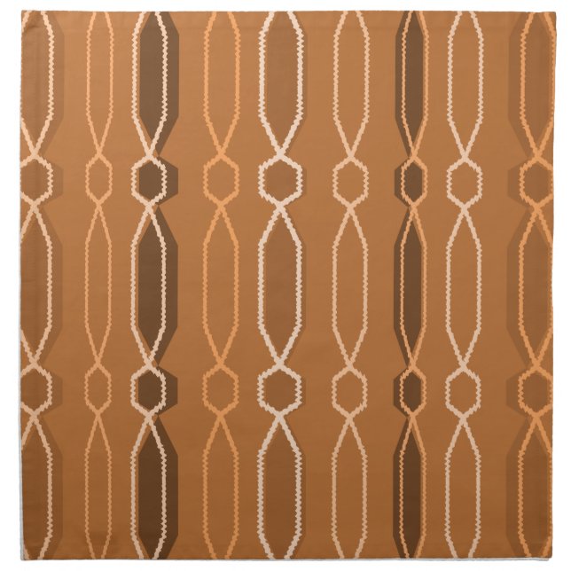 Midcentury Modern Hexagon Columns Orange Cloth Napkin (Front)
