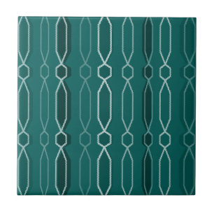 Midcentury Modern Hexagon Columns Teal Ceramic Tile