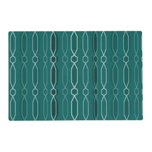 Midcentury Modern Hexagon Columns Teal Placemat