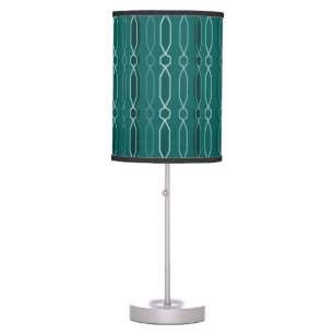 Midcentury Modern Hexagon Columns Teal Table Lamp