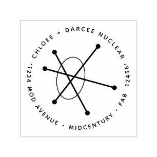 Midcentury Modern Minimalist Atomic Nuclear Atom Self-inking Stamp