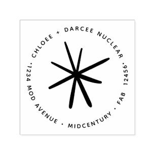 Midcentury Modern Minimalist Atomic Nuclear Star Self-inking Stamp