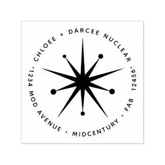 Midcentury Modern Minimalist Atomic Starburst Star Self-inking Stamp