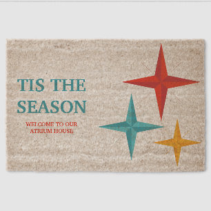 Midcentury Modern Mod Star Holiday Christmas Fiber Doormat