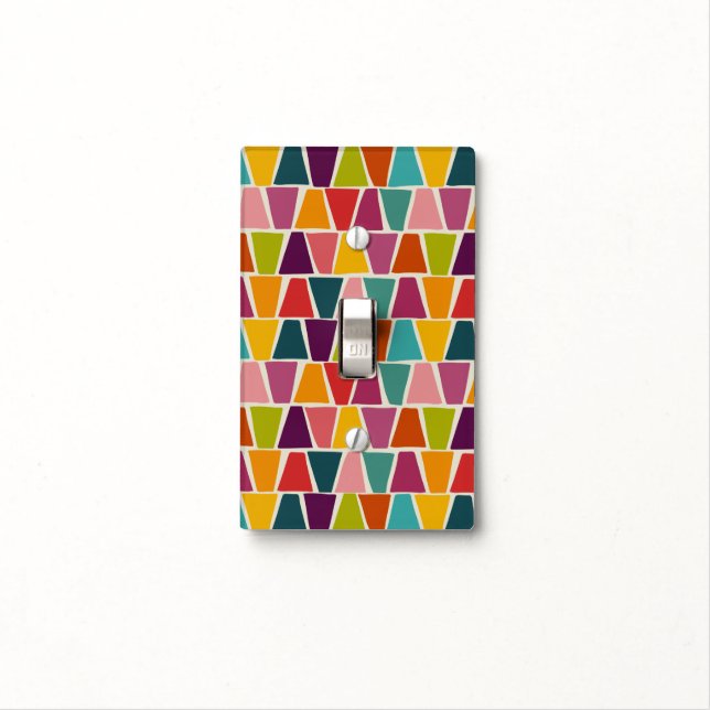 Midcentury Modern Mosaic Geometric Print  Light Switch Cover (In Situ)
