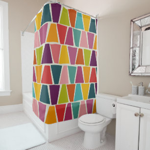 Midcentury Modern Mosaic Geometric Print Shower Curtain