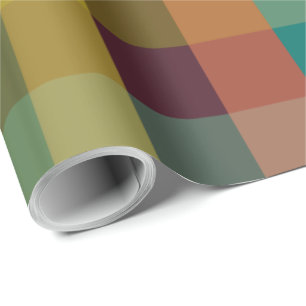 Midcentury Modern Multicolor Retro Check Pattern Wrapping Paper