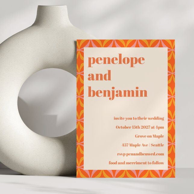 MidCentury Modern Orange Typography Wedding  Invitation (Creator Uploaded)