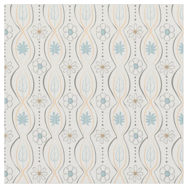 Midcentury Modern Pastel Floral Fabric (Close Up)
