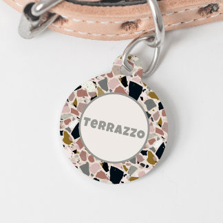 Midcentury Modern Pink Black Gray and Tan Terrazzo Pet ID Tag