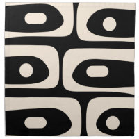 Midcentury Modern Piquet Abstract Black Cream